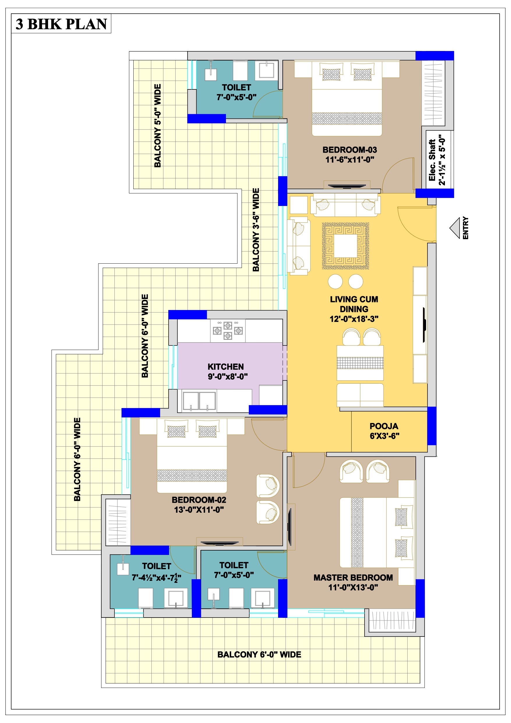 Regal Heights · 3 BHK recorded layout