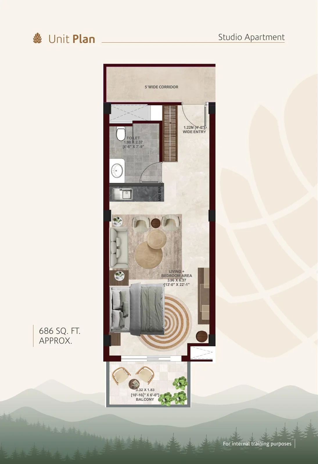 GSB Pinaura · Residential · Studio apartment recorded layout