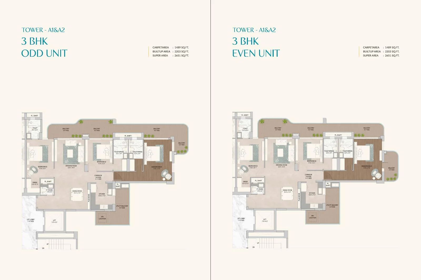 Noble Aurellia · 3 BHK recorded layout