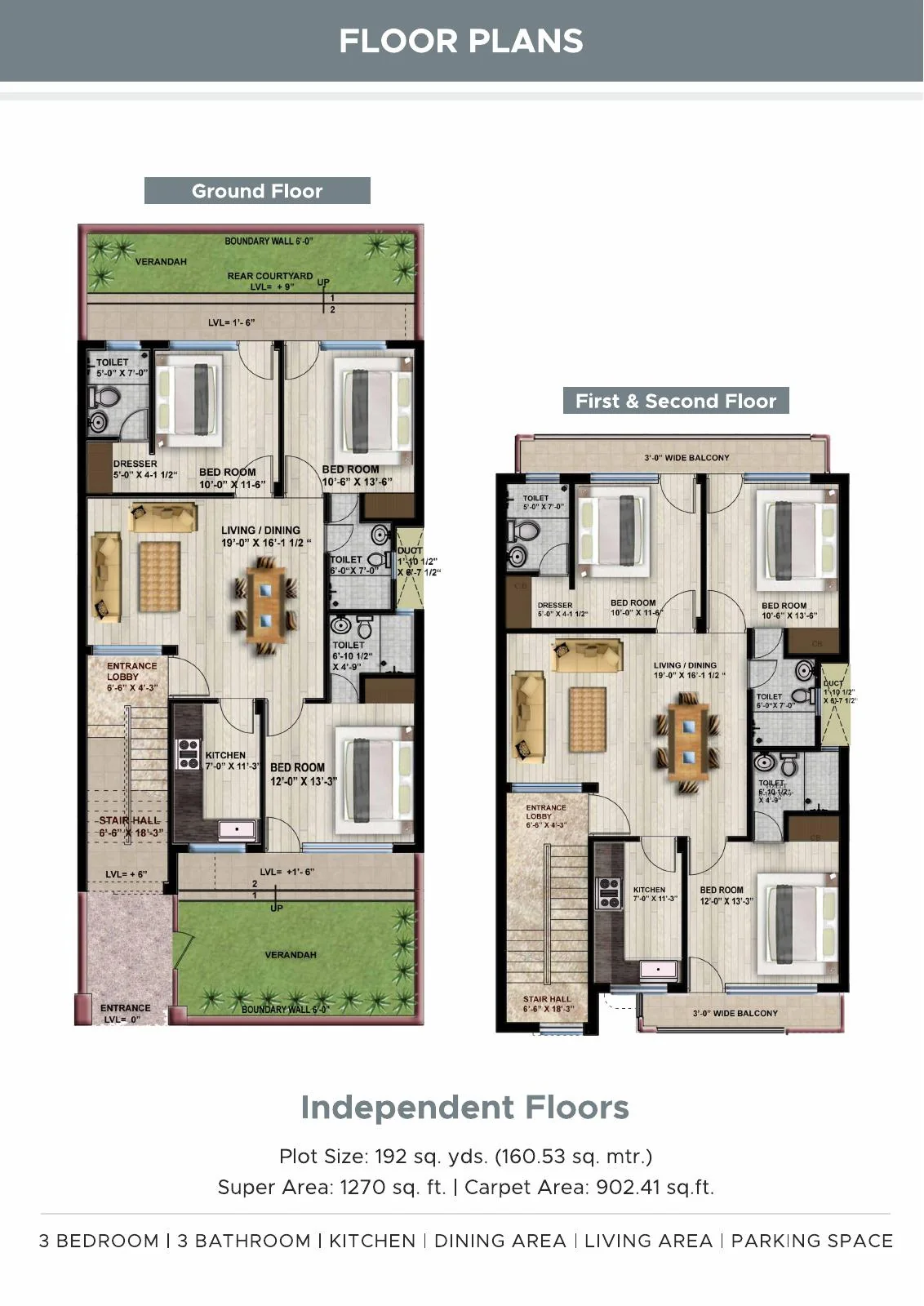 Sapphire Floors · 3 bedrooms + 3 bathrooms recorded layout