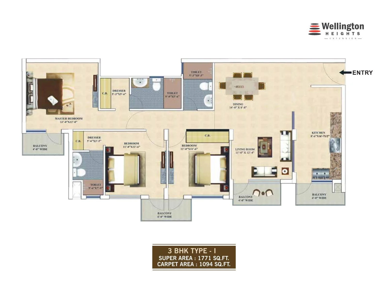 Wellington Heights Ext · 3 BHK recorded layout