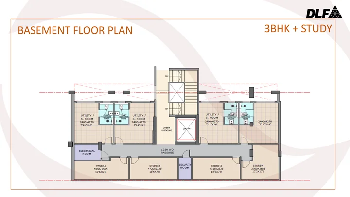 3 BHK + study · basement