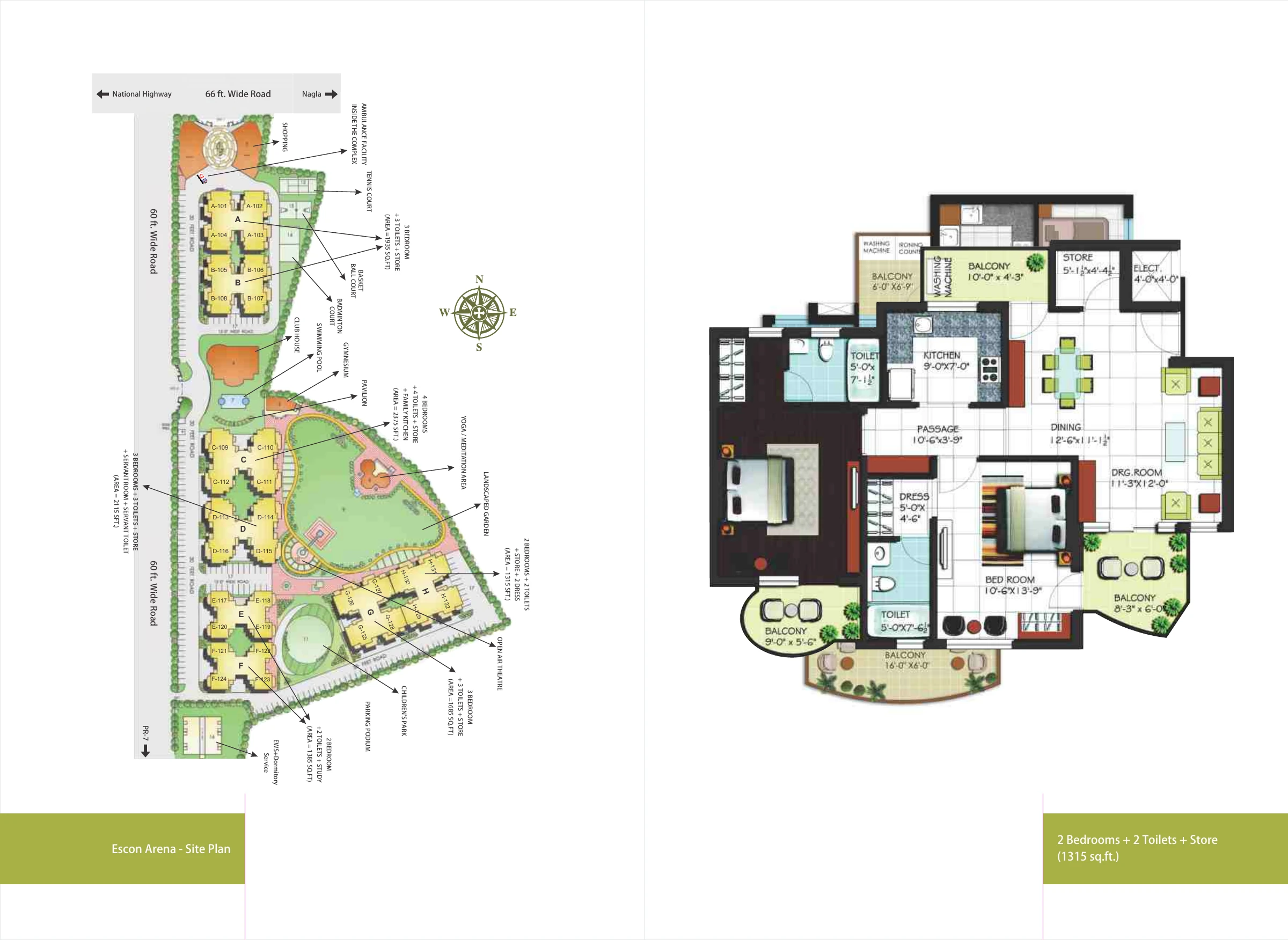 Escon Arena · 2 BHK recorded layout