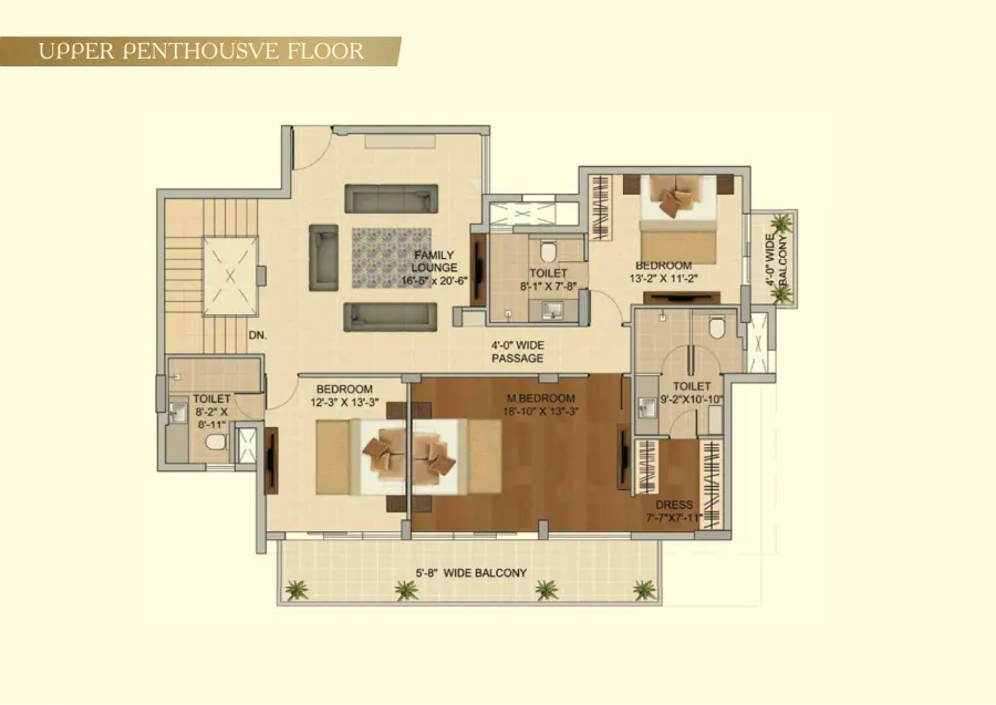 Phase I Aurum penthouse · upper floor plan