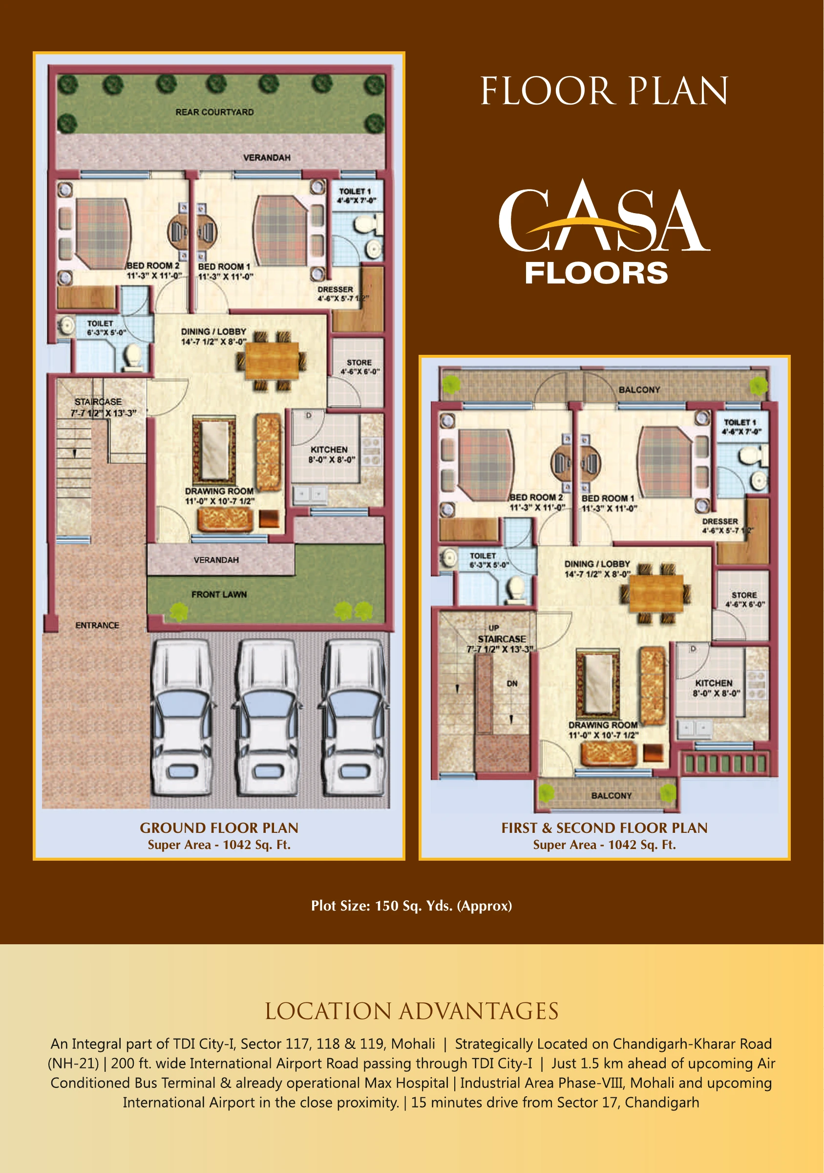 Casa Floors · 3 BHK casa floor recorded layout