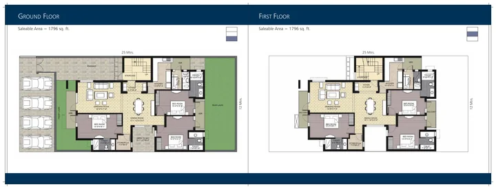 Ground and first floor plans