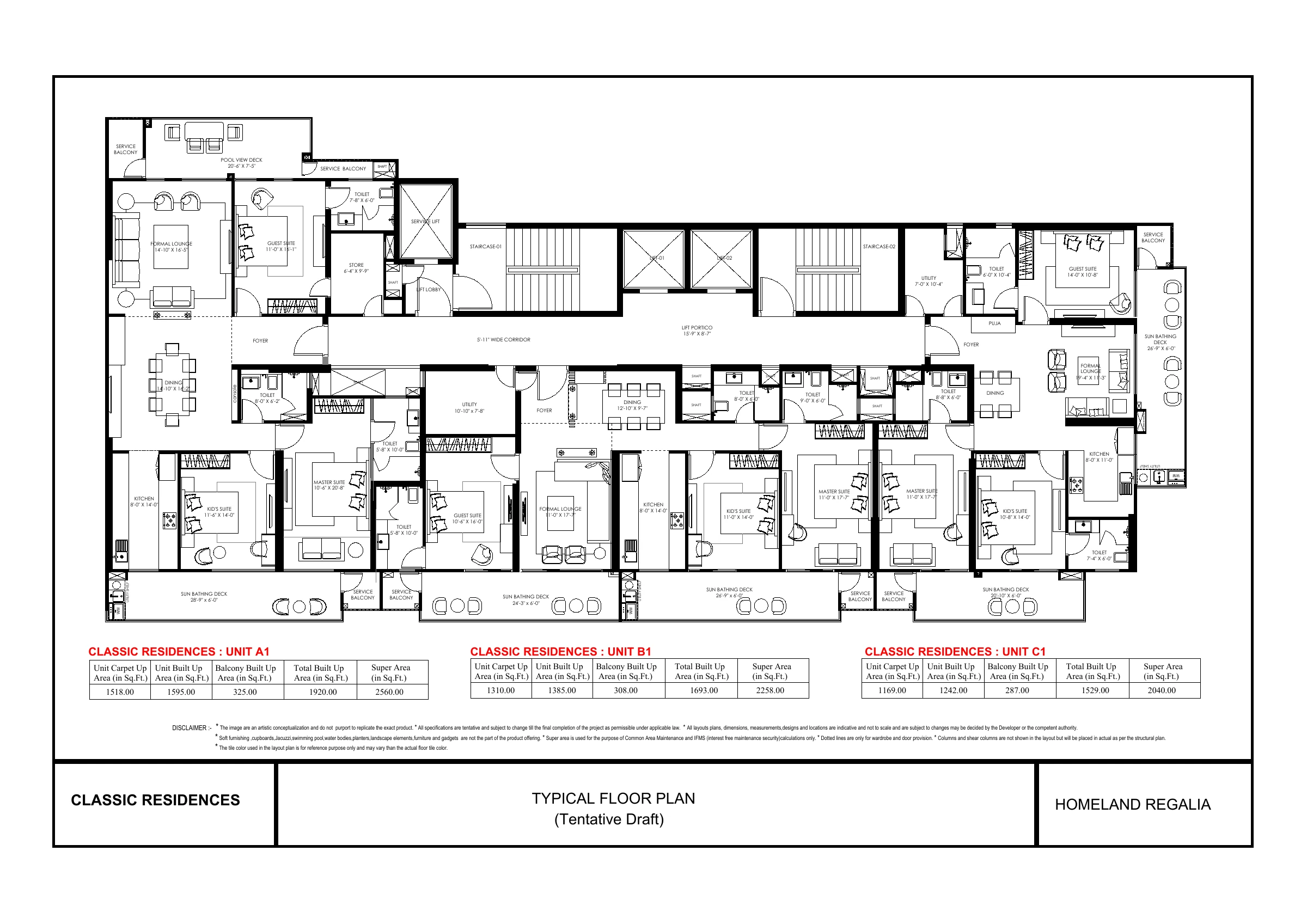 Homeland Regalia · Classic Residences · Unit A1 recorded layout